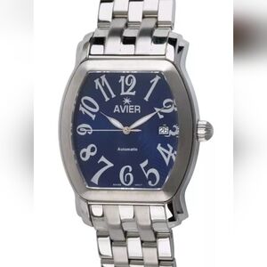 Avier Men's Statesman Stainless Steel Automatic Blue Dial Watch